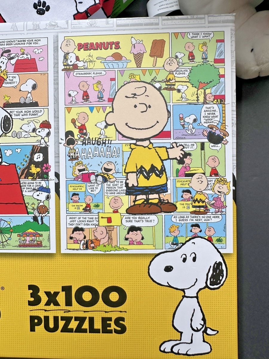 Peanuts Snoopy Holiday 300pc Jigsaw Puzzle- comic stripe fun Xmas