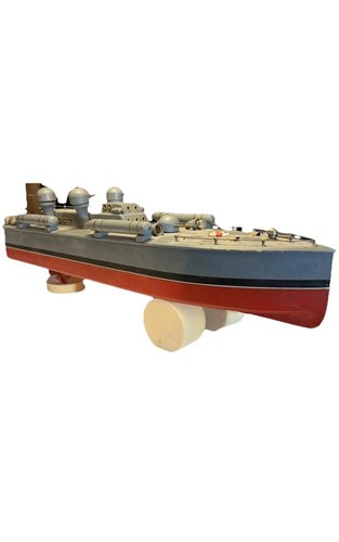 VINTAGE ITO JAPANESE WOOD TOREDO DESTROYER BATTERY-OPERATED WOODEN BOAT - 22"L