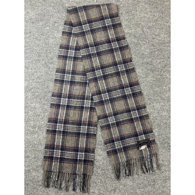 James Pringle Weavers Scarf Grey 100% Pure Wool Plaid Squire Fringe Heritage
