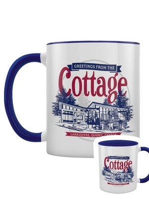 Grüße aus der Hütte blau innen 2-farbig Tasse