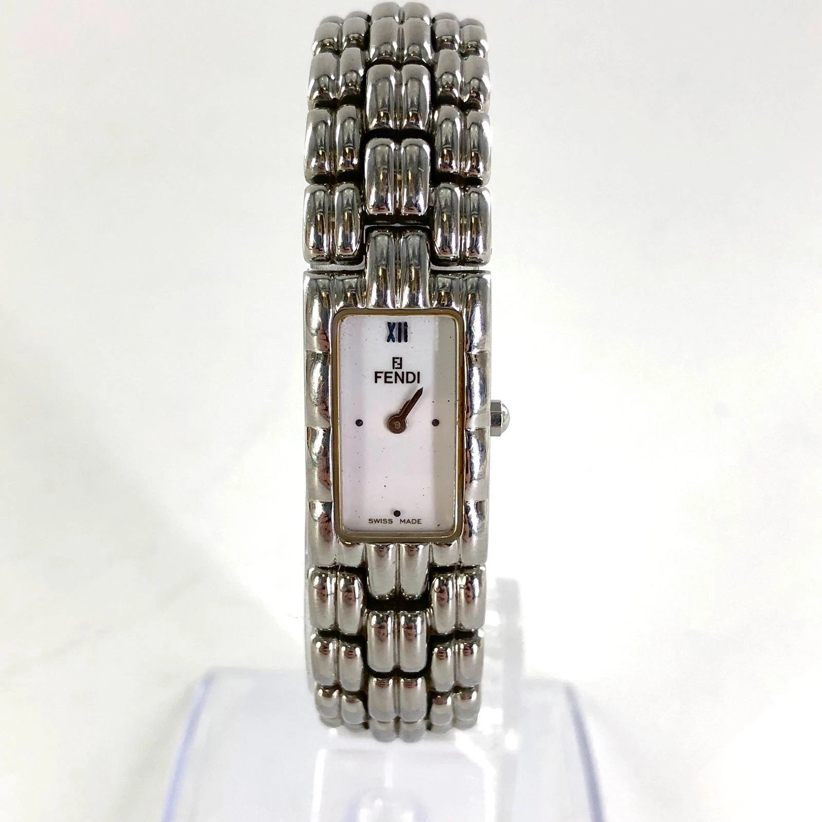 Orologio Fendi 660L Donna Quarzo Quadrante Bianco Acciaio Inox Usatoonante Funziona