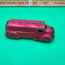Vintage Rare 1930s Red Wyandotte Oil and Gas Toy Tanker Truck w Wooden Wheels