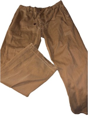 Vintage Y2K Abercrombie Fitch Preppy Khaki Baggy Drawstring Cargo Pant 34 R Fray