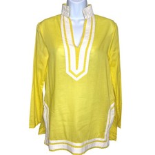 Michael Kors Womens Yellow Cotton Tunic Top Size 2 Boho Chic Old Money  Classic
