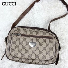 Borsa a tracolla Gucci GG Supreme Diamante logo metallo pelle marrone PVC...