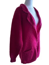 Perry Ellis Portfolio Women's LG. Cardigan Vintage Fuchsia Soft 100% Mohair EUC