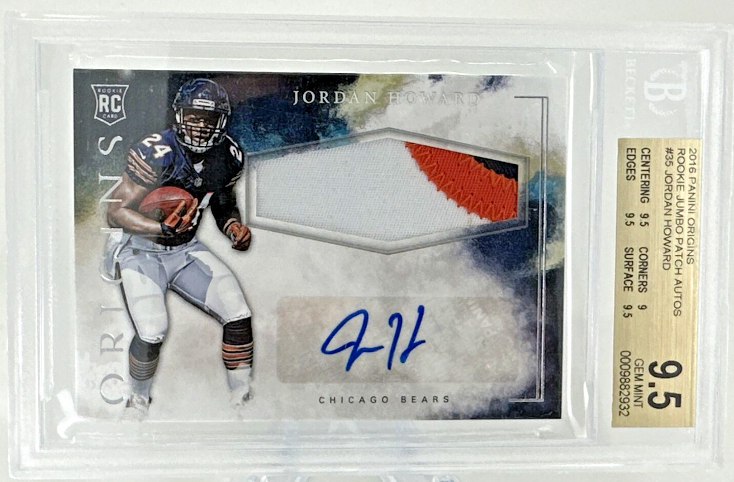 Jordan Howard Panini Origins Rookie Jumbo Patch Autographs #JH Base