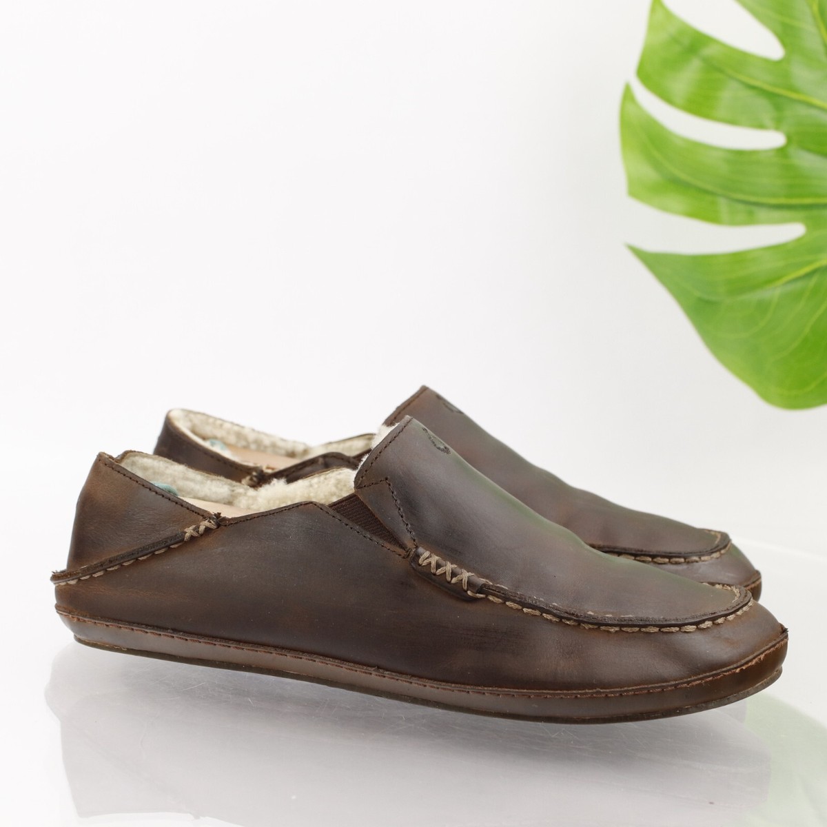 OluKai Moloa Brown Leather Men’s Slip On Shoes Size 8.5 MEN main image 4