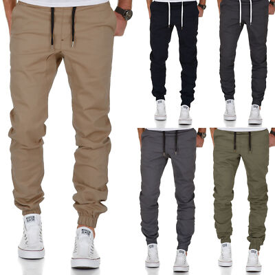 Herren Stretch Jogger Basic Chino Jeans Hose Cargo 7002