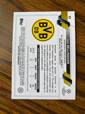 JUDE BELLINGHAM 2022-23 Topps UEFA Club 1st Edition #22 Base Card