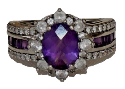 RING Designer P M 925 Amethyst P STERN M / P*M 925 STERLING SILBER Größe 8