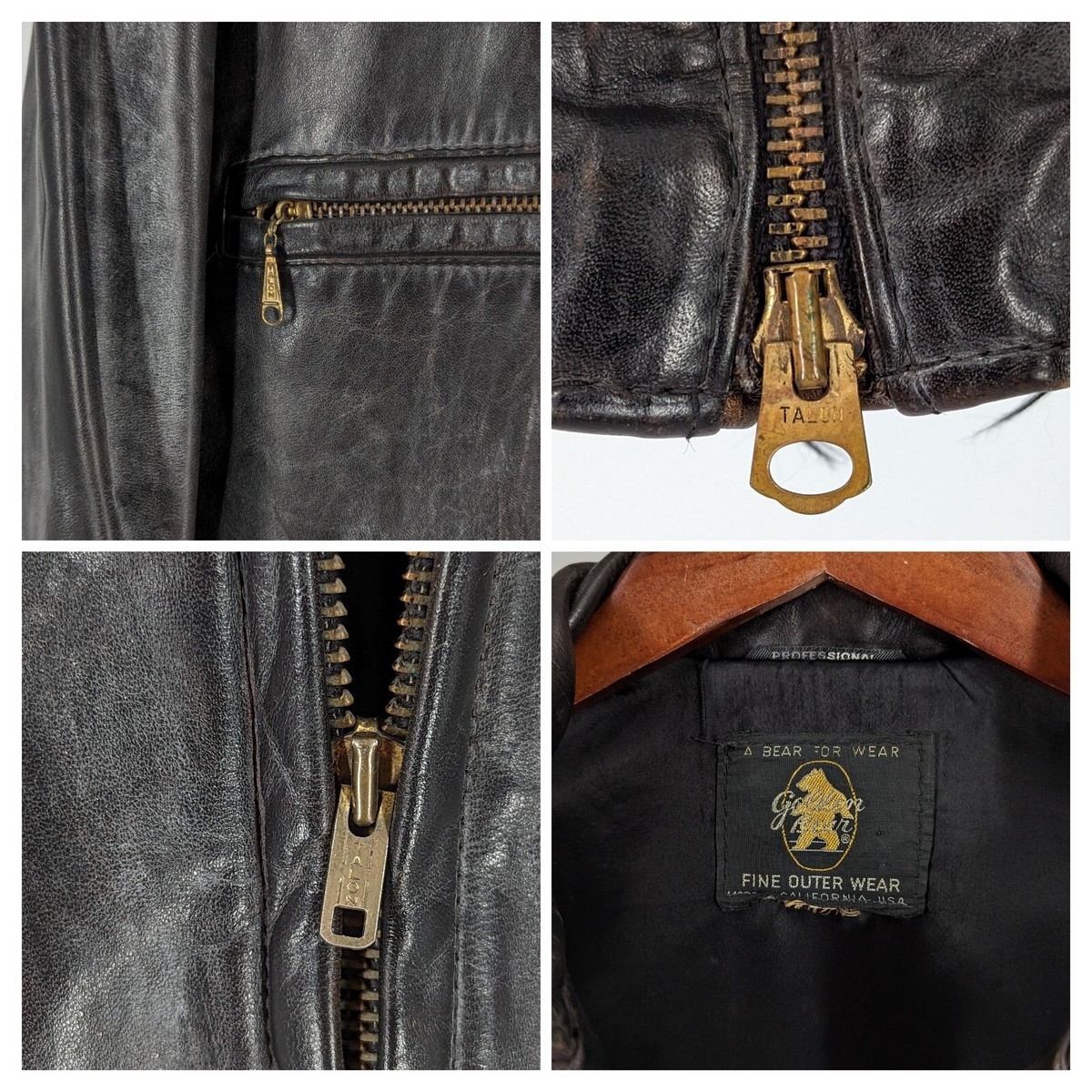 Golden Bear Vintage 50s 60s HeavyDuty Black Moto Leather Golden Bear Vintage 50s 60s HeavyDuty Black Moto Leather