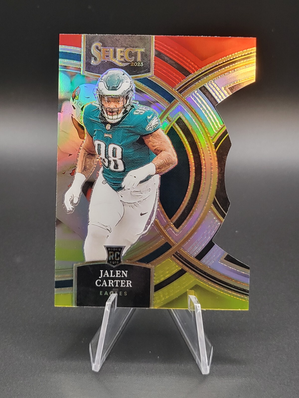 Jalen Carter 2023 Panini Select Football #171 Premier Red & Yellow Die-Cut (RC)