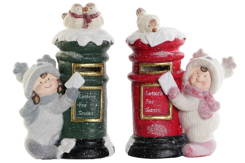 Bimbo con Cassetta della Posta Vintage Decorazione Natalizia Bambini 40 cm