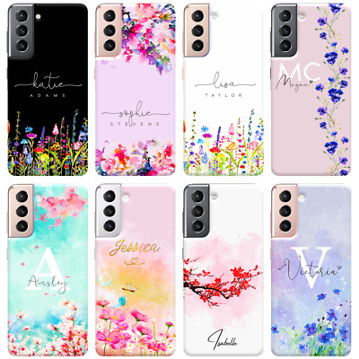 Personalisierte Handyhülle mit Namen Blumen für S24 Ultra S23 S22 Samsung Galaxy Cover