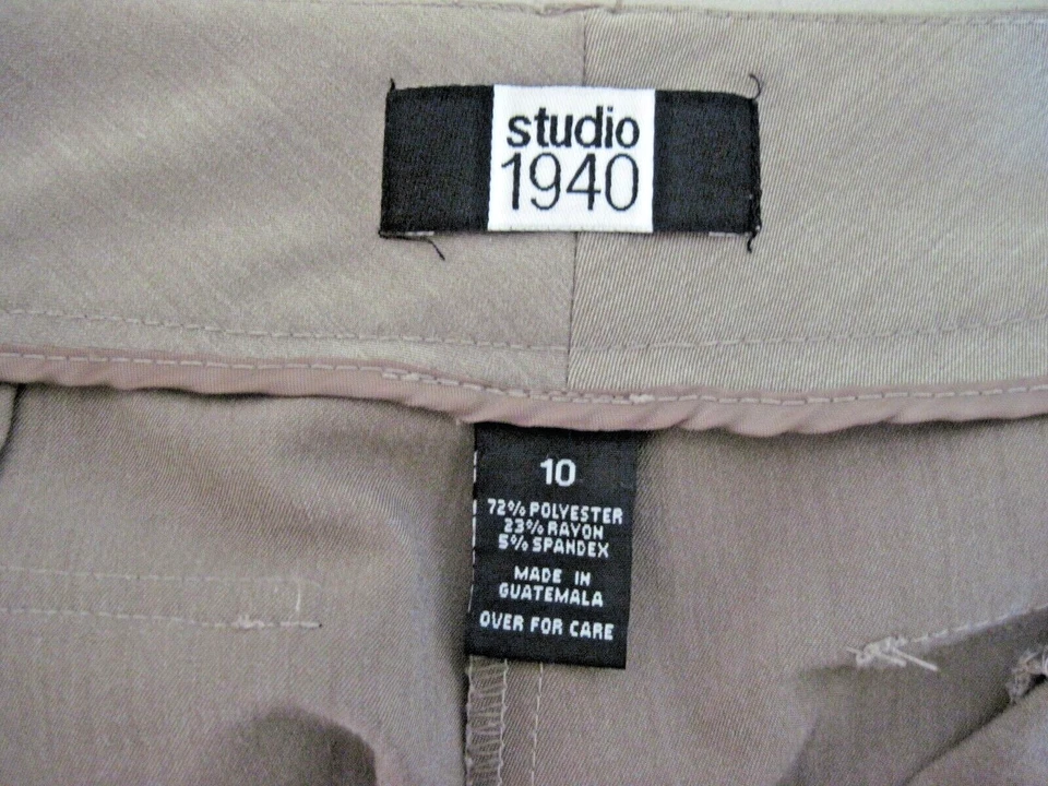 STUDIO 1940~Womens Pants Size 10~Taupe Gray~Dress Trousers~Spandex Belt Loops - Image 2 of 4