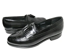 Mason Classics Loafers Men's Black Leather Wingtip Kiltie Tassel Shoes US 8.5D