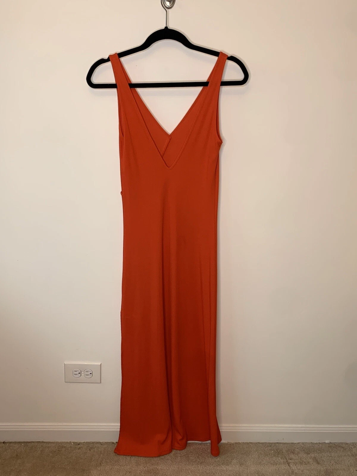 UNDERCOVER Maxi Abito Victoria Secret Arancione A Costine Elasticizzato Tg XS Spiaggia Estate