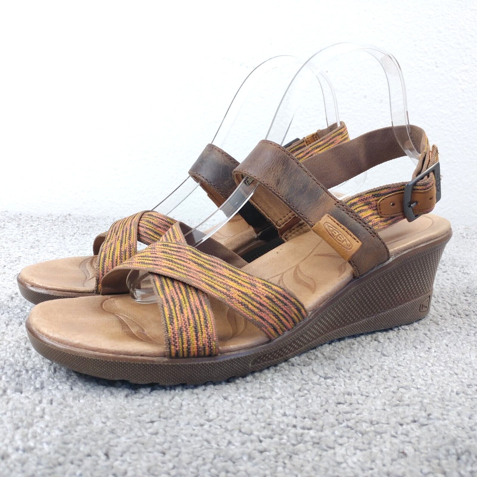 Sandali con zeppa KEEN Skyline donna taglia 10 scarpe marroni cinturino alla caviglia slingback
