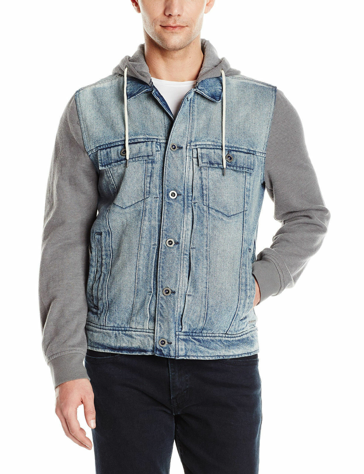 Calvin Klein Jeans Men's Mixed Media Trucker Jacket, Mariner, Size S