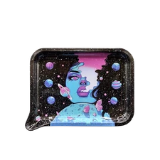 Premium Metal Rolling Tray with Funnel 7"x9" Unique  designs Metallic Trays