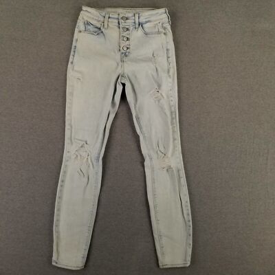 Old Navy Size 0 Rockstar Super Skinny High Rise Jeans Stretch Distressed Light
