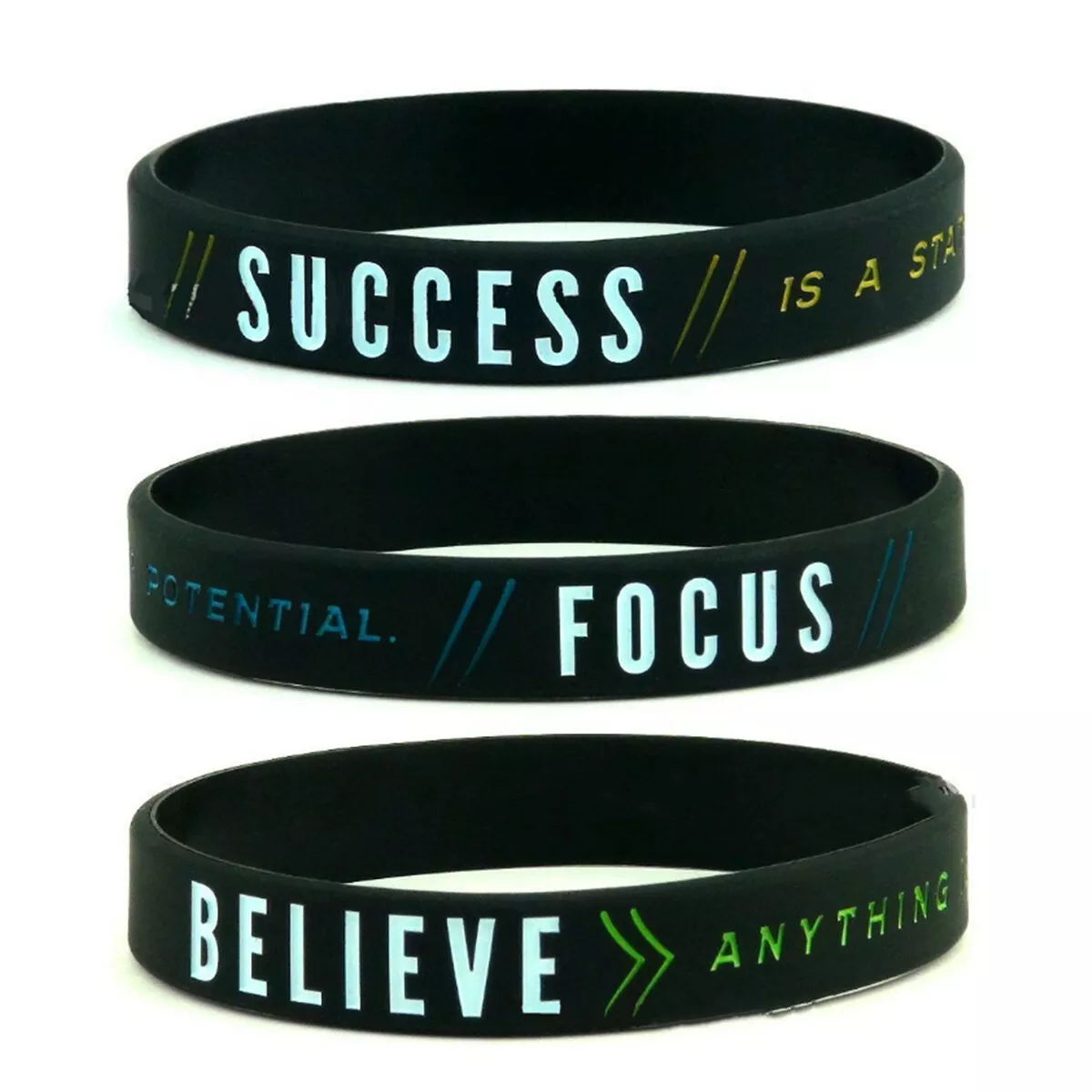 Success Focus Believe Motivational Wristbands Men Bracelet