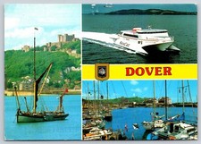 POSTCARD 1993 Dover Harbor and Castle Seacat Wellington Docks England