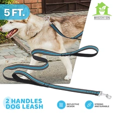 Dog Leash Reflective Leads Heavy Duty Handle Blue Training Leash Lead Collar 5FT