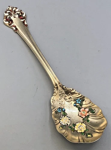 Elegante by Reed & Barton Sterling Silver Sugar Shell, gold wash and Enameled 6"