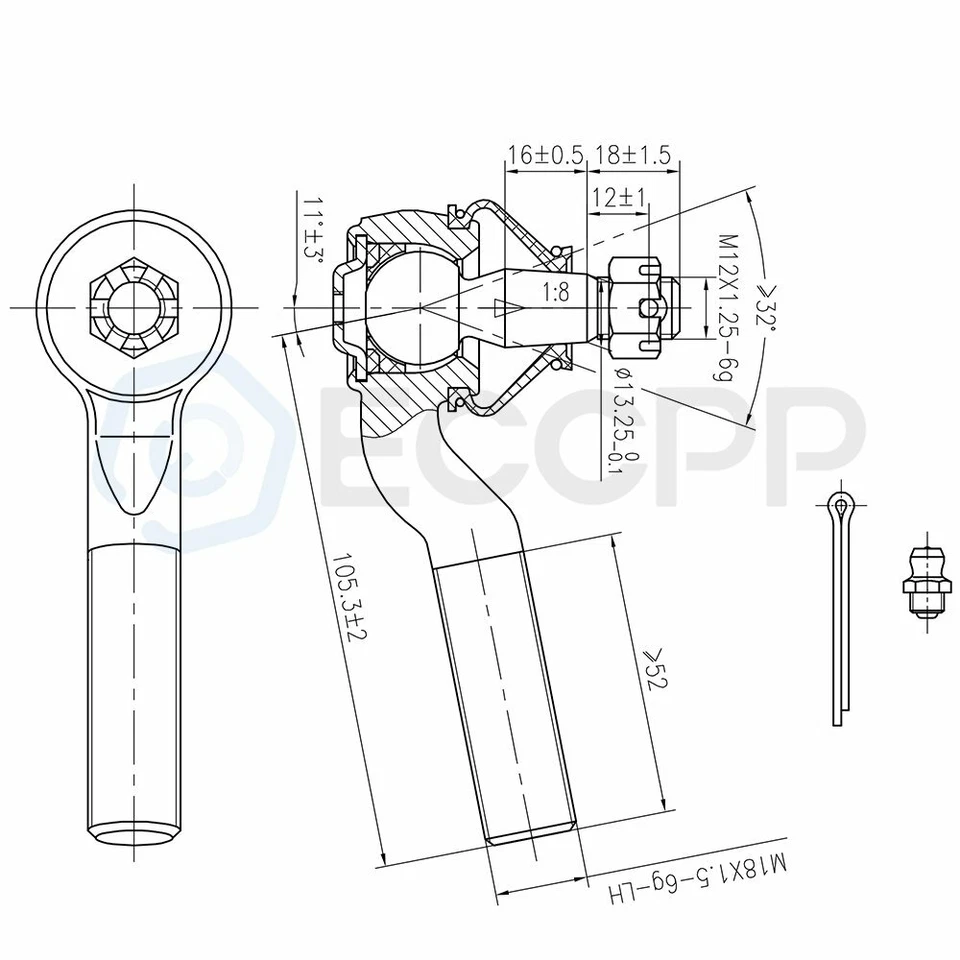 Barra de amarre exterior interior rótula superior inferior delantera 8 piezas para Nissan 720 1983-86 2x2 Foto 2 de 4