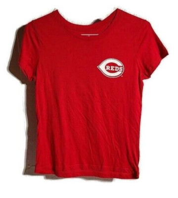 Shirt Cincinnati Reds #5 Johnny Bench Red Woman's Med Majestic cap sleeve cotton