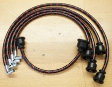 IH McCormick-Deering Farmall A Black & Red Braided Cloth Copper Spark Plug Wires