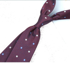 New Classic Polka Dot Blue White JACQUARD WOVEN 100 Silk Men's Necktie Tie