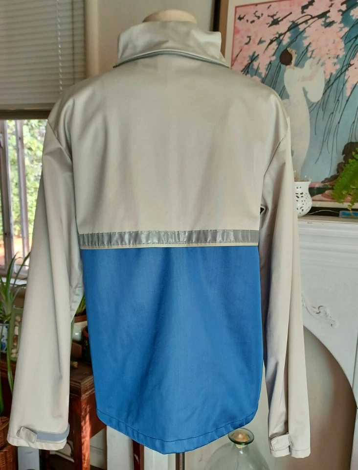 Vintage ADIDAS Track Jacket Windbreaker Reflective Blue White USA Womens Medium* - Image 3 of 4