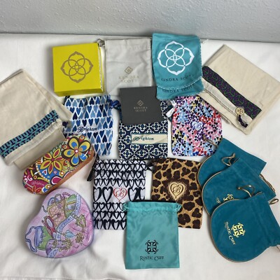Lot Of Dust Bags & Jewelry Tins Brighton Kendra Scott Rustic Cuff Tory Burch