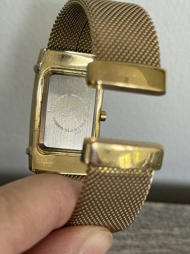 Women Gold Tone Quartz Wrist Watch Cuff Cut Bangle bracelet - Picture 4 of 7
