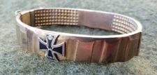 RARE, Fancy Antique German WWI Trench Art Artillery Bracelet, Folk, Iron Cross