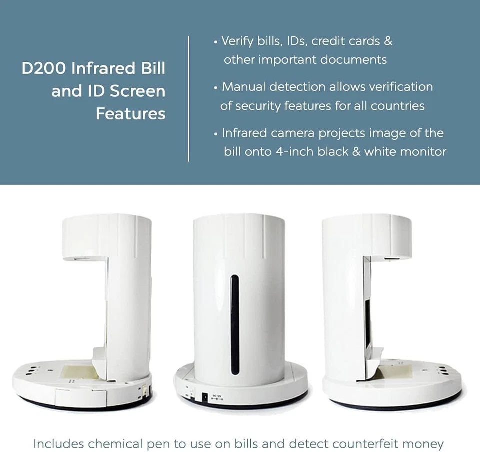 Detector de dinero falso AccuBANKER D200 factura e identificación con 5 puntos UV/MG/IR/DD/MT Foto 4 de 4