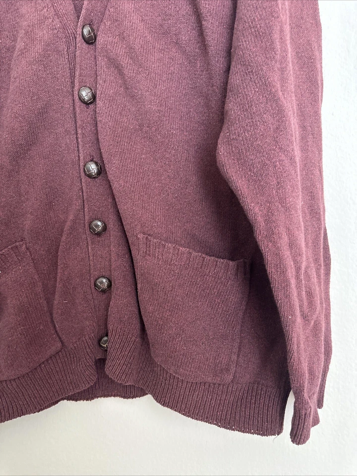 Bill Blass Menswear Cardigan EL Red 75% Cotton + Acrylic V Neck Button Up Boddad - Image 3 of 4