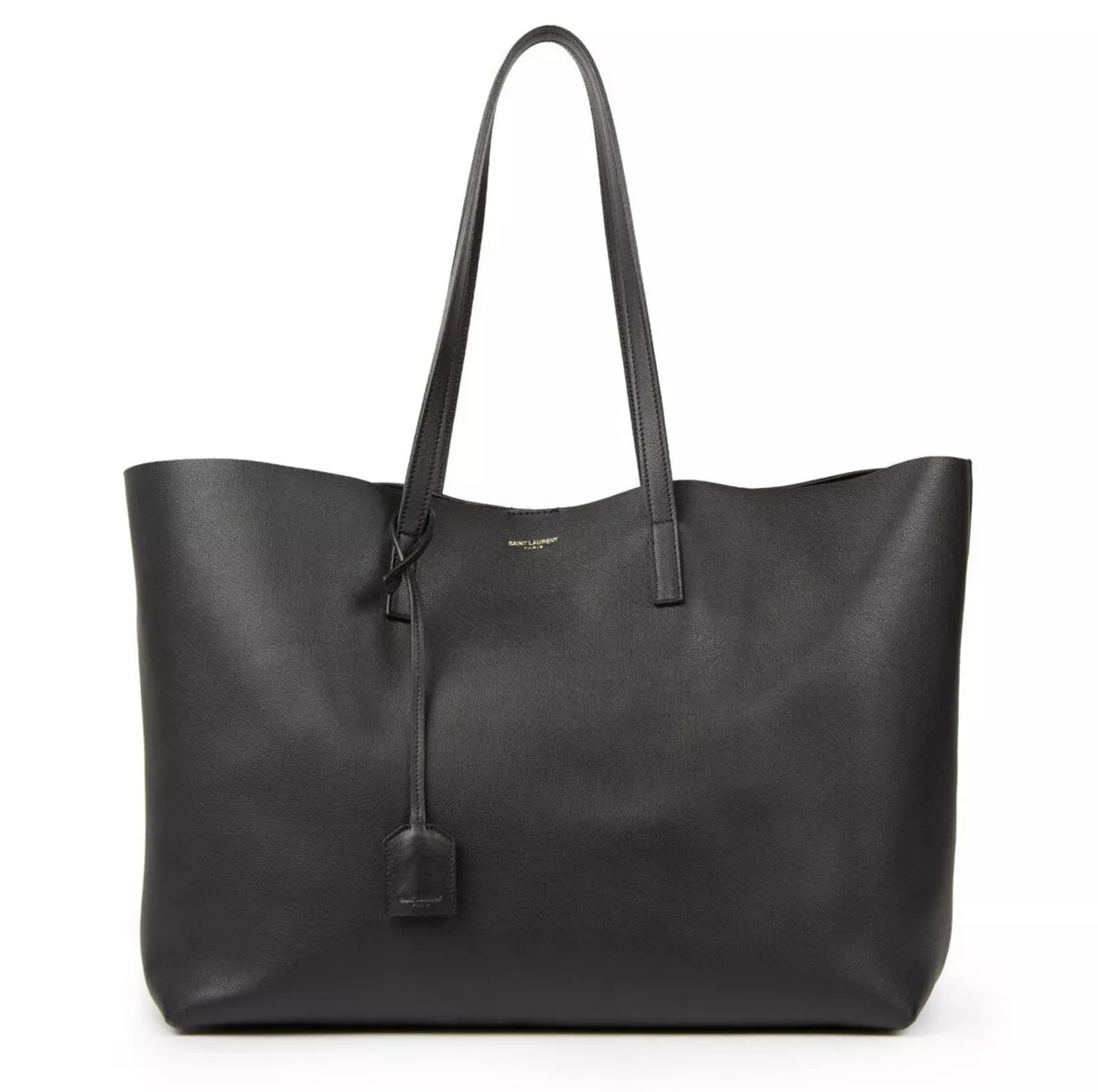 YVES Saint Laurent Black Leather East West Shopping Tote Bag