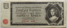 Böhmen und Mähren 50 Kronen 1940 ohne Perforation, Serie A leicht gebrauc 129343