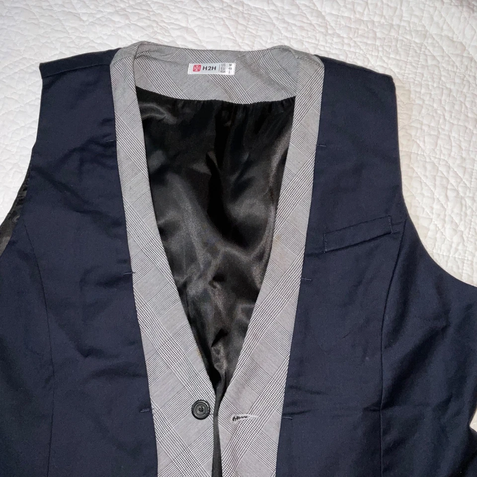 Chaleco Hombre Talla M Disfraz Victoriano Eduardiano Doble Chaleco Look Azul Marino Foto 3 de 4