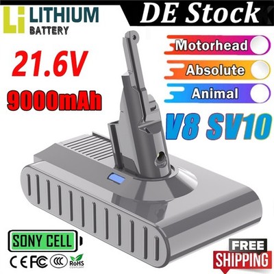 9,0Ah Akku Für Dyson V8 SV10 Professional Animal Absolute Staubsauger Sony Cell