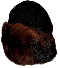 pelzmütze damen Persianer mit  Biber Oder Nutria ? Rand besetzung 1960 Vintage