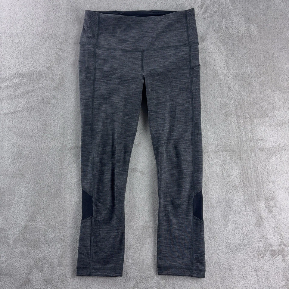Lululemon Pace Rival Mid Rise Crop Leggings Womens Size 6 Gray Inspire Mesh - Image 3 of 4