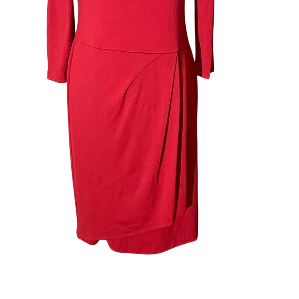 Talbots Wool Blend Maroon/Burgundy Red 3/4 Sleeve Faux Wrap Dress, M - Image 2 of 4