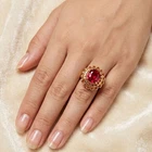 Sparkling Pink Padparadscha Sapphire 6.85Ct 925 Sterling Silver 24K Gold Rings