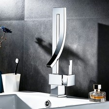 Chrome Bathroom Faucet Single Handle Sink Vanity Mixer Taps 1 Hole Deck Mount