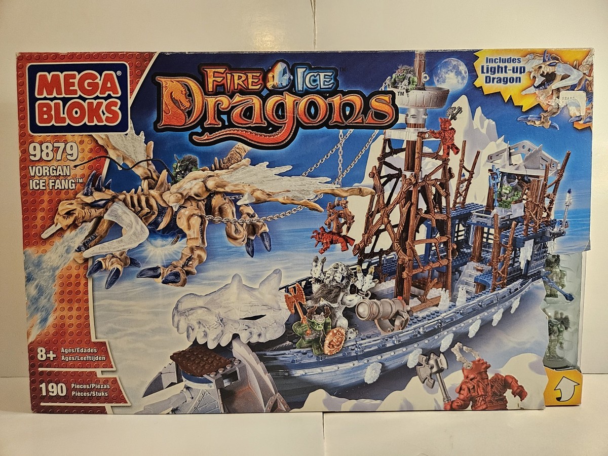 2004 New Mega Bloks Dragons Fire & Ice Vorgan Ice Fang 9879 Sealed